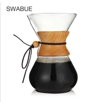 glass espresso coffee maker funnel style pour over machine 6 cups800ml pot with bamboo high temperature heart resistant glass
