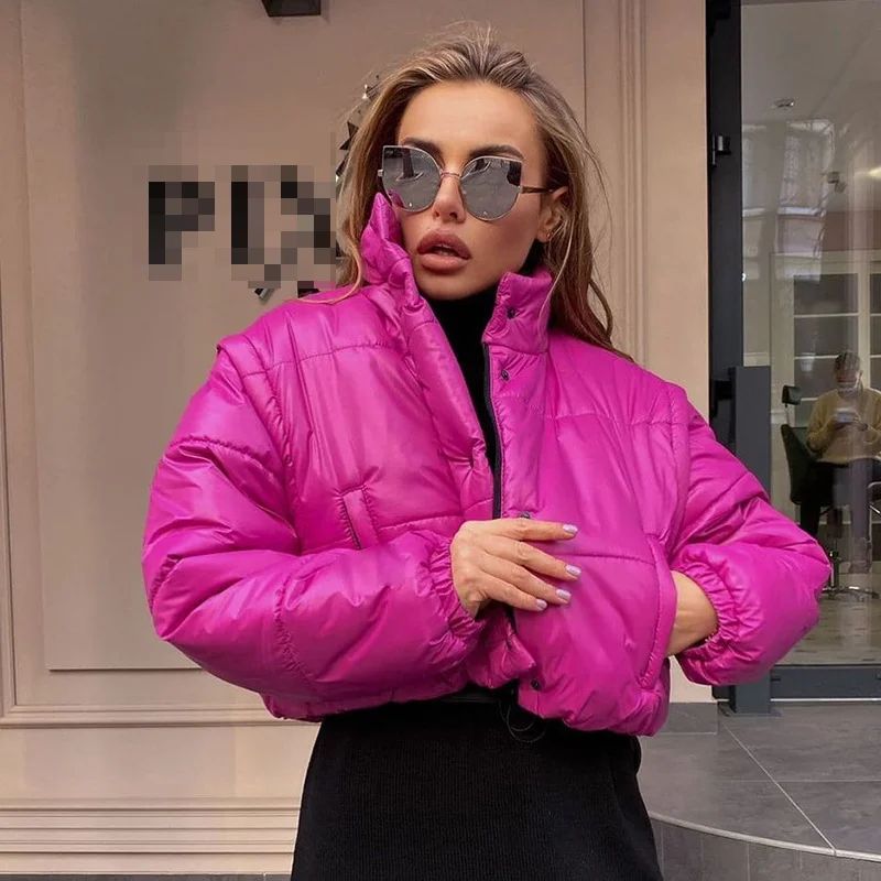 Женское короткое хлопковое пальто осенне-зимняя одежда жилет с длинным рукавом