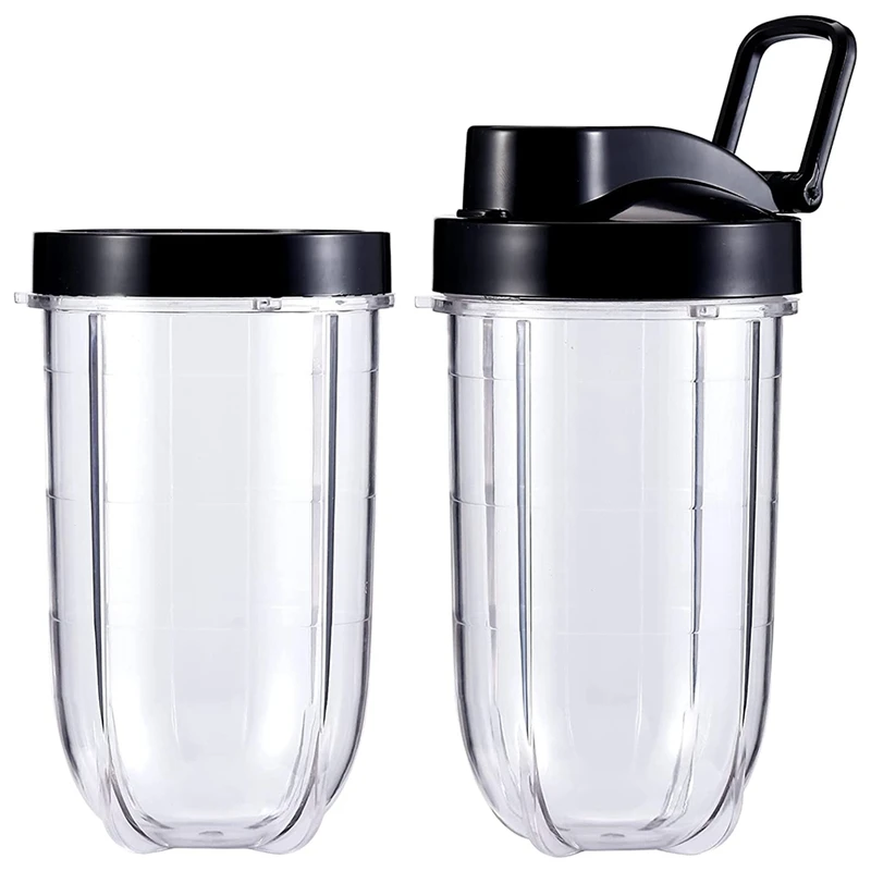 Blender Cups Replacement Set 16Oz Cup With Flip-Top To-Go Lid Flat And Extractor Cross Blade For Magic MBR MB Series |
