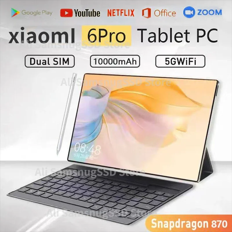 

2024 Pad 6 Pro Global Version Original Tablets PC Snapdragon 870 ROM 12GB RAM 512GB Android 12 11 inch HD 4K Dual SIM Card WIFI