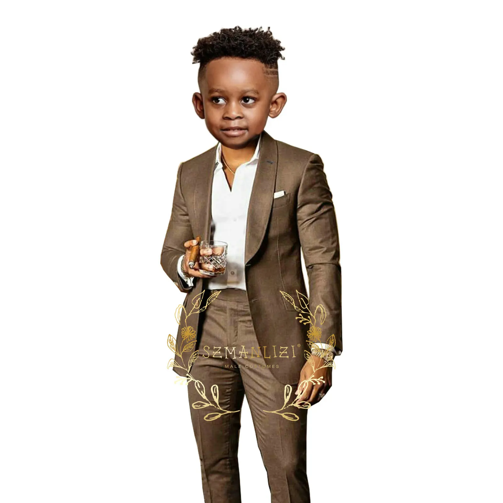 For Wedding 2 Pieces Shawl Lapel Kids Clothes Sets Party Children Tuxedos Costume Outfit (jacket+pant)
