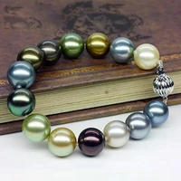 natural huge 7 512 13mm south sea genuine multicolor round pearl bracelet woman free shipping jewelry bracelets