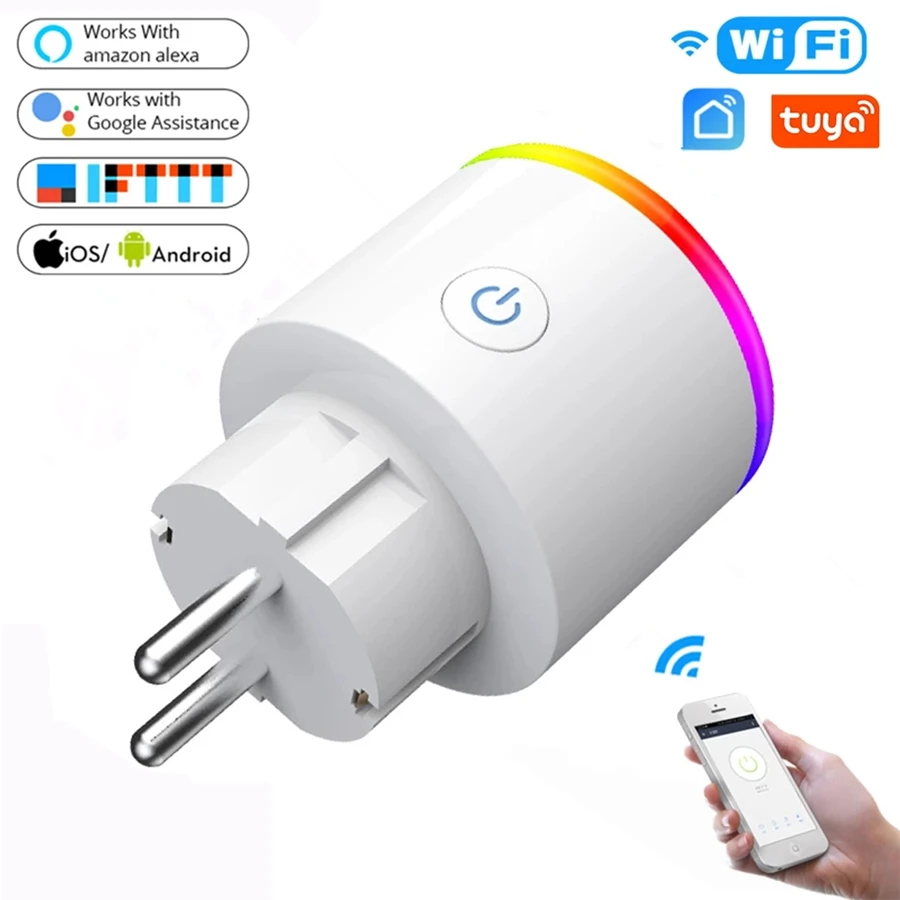 

WiFi Smart Plug 16A EU Adaptor LED Wireless Remote Voice Control Power Energy Monitor Outlet Timer Socket for Alexa Google Home