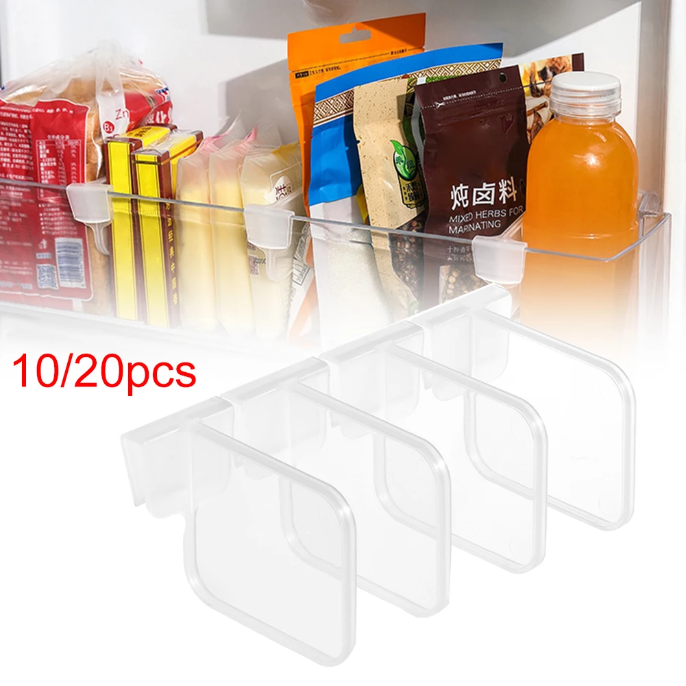 

New 10/20pcs Refrigerator Storage Partition Board Retractable Plastic Divider Storage Splint Kitchen Bottle Can Shelf Organizer