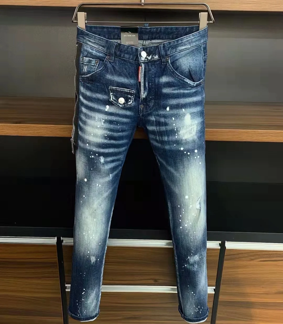 

Dsquared2 женские/мужские брызги чернила сделать старые Поддельные молнии отбеленные модные брюки-карандаш джинсы 9718 #