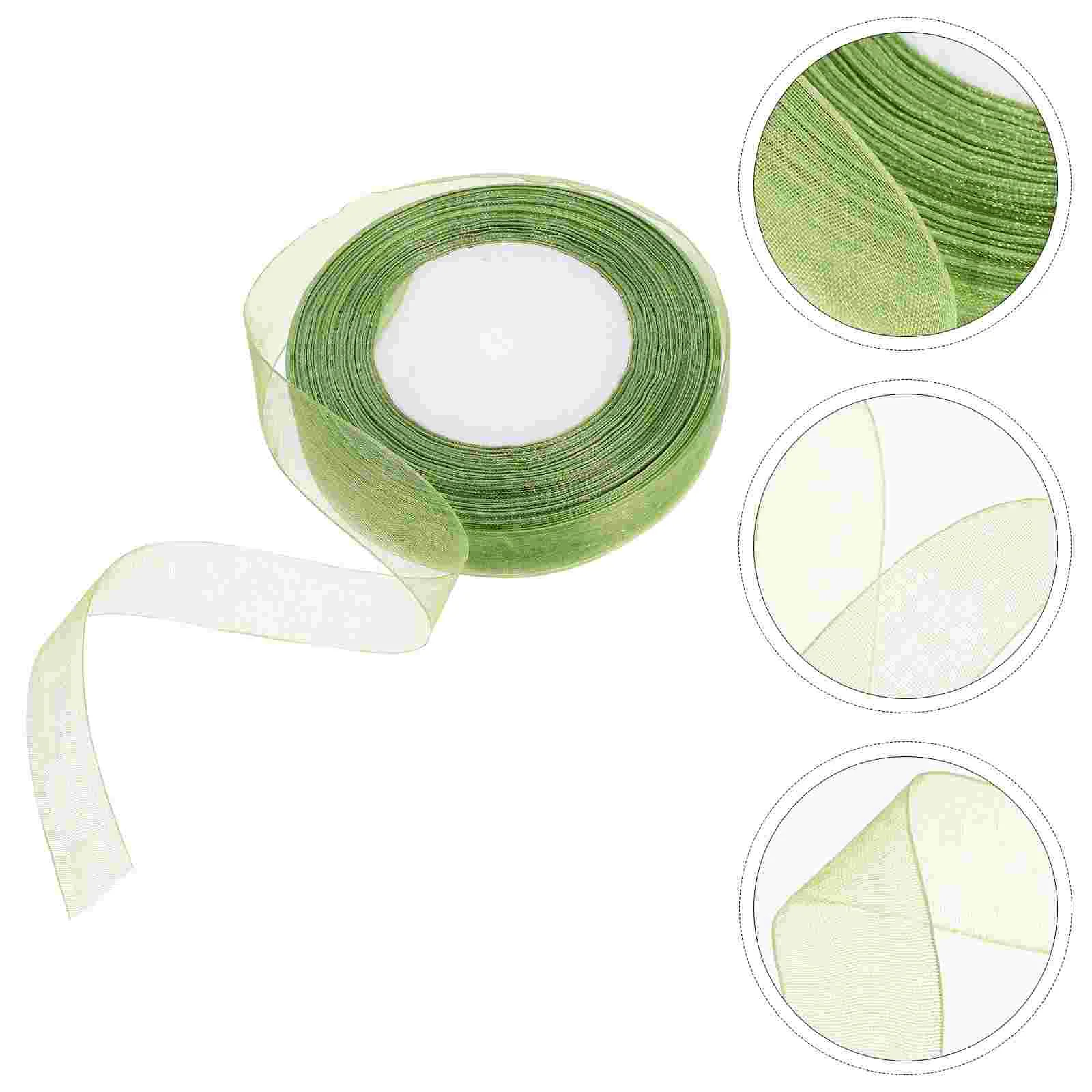 

Gift Packaging Ribbon Wear-resistant Present Festival Crafted Package Convenient Crafts Cuttable Green Tulle