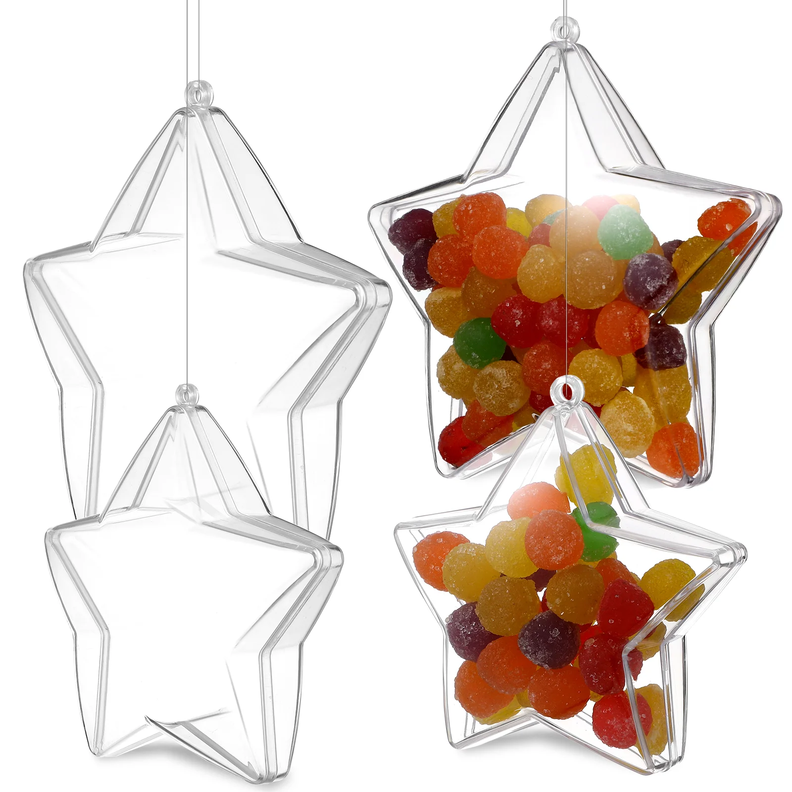 

20pcs Multifunctional Sturdy Practical Decorative Clear Stars DIY Fillable Stars Christmas Tree Stars Ornament