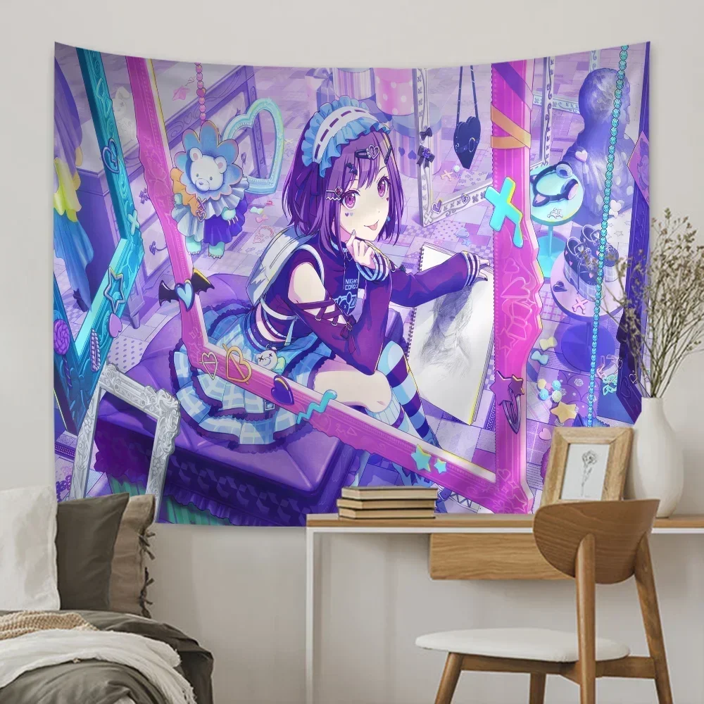 

Очаровательный подвесной гобелен с розовой тематикой для девочек в стиле аниме для домашнего декора, яркое настенное одеяло, художественное украшение