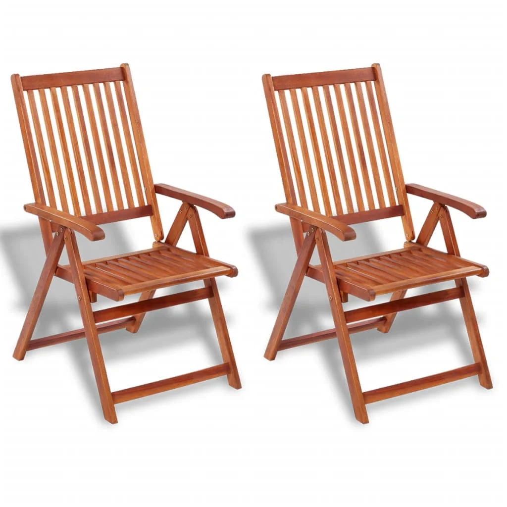 

Outdoor Patio Folding Bistro Chairs Deck Porch Outside Furniture Set Balcony Lounge 2 pcs Solid Acacia Wood Brown