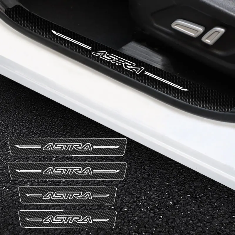 

4 Pieces Car Threshold For Opel Astra Logo Car Stickers Anti Scratch Door Sill Protector ​Protection Carbon Fiber Car Stylin