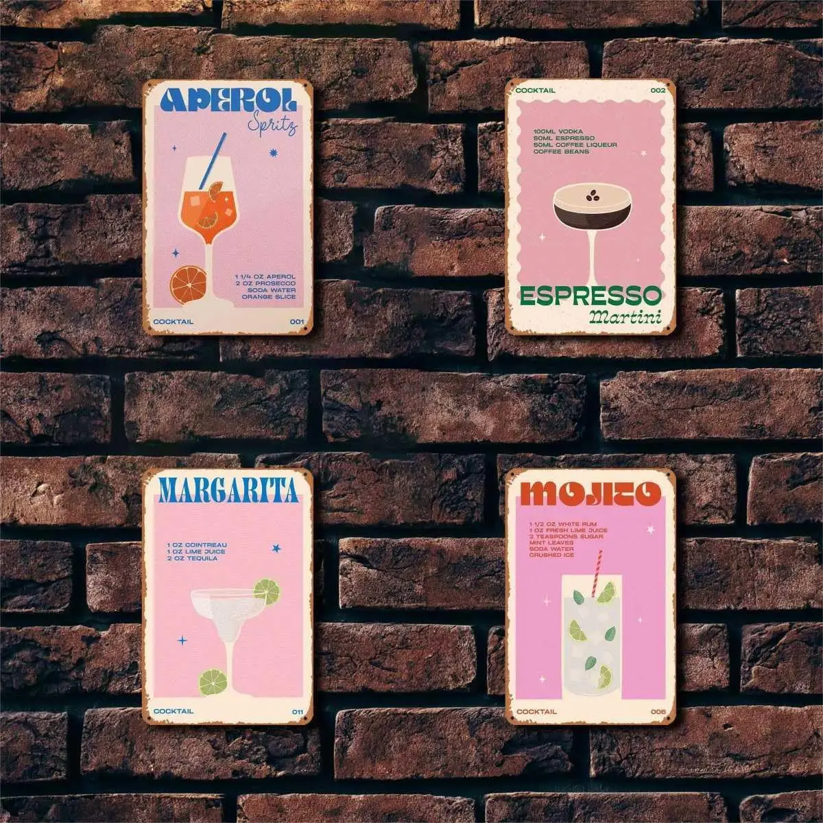 Ретро Cocktl Mrgrt Metl Sgn Wll rt Pub Br Home Decor Tn Sgns Prnt 8nch * 12nch