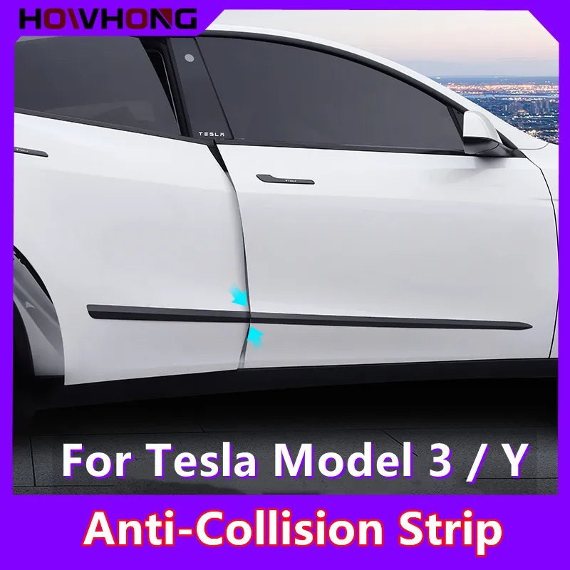 Боковая дверь, защита от столкновений для Tesla Model 3 Y, защитный задний бампер, багажник, отделочная полоса, модифицированные аксессуары для внешнего декора