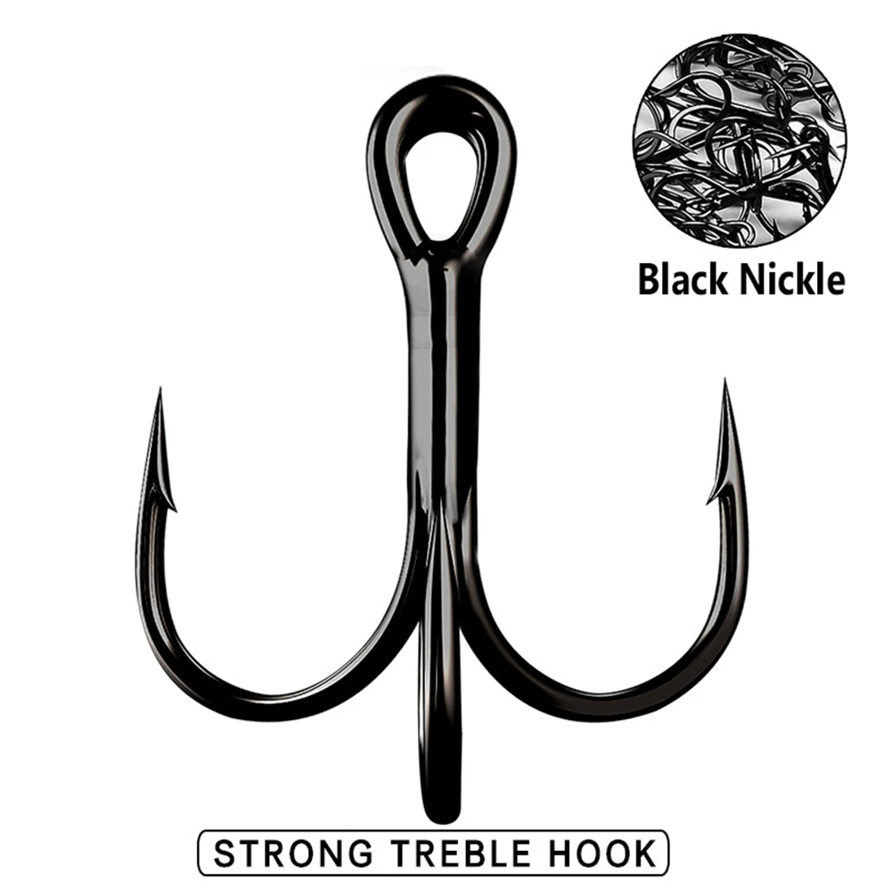 

10Pcs/lot 2# 4# 6# Black Fishing Hook Triple Hooks High Carbon Steel Sharp Round Bend Barbed Fishhooks Fishing Gear Tackle