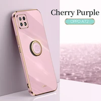 plating square ring holder silicone phone case on for oppo a72 a72 oppoa72 2020 a72 oppo phone case luxury stand cover