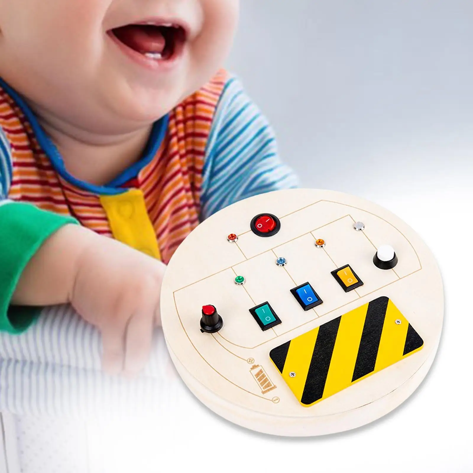 

Button Busy Board Practical Skills Teaching Development Toys Sensory Board Toy Montessori Busy Board for Plane & Car, Toddler,