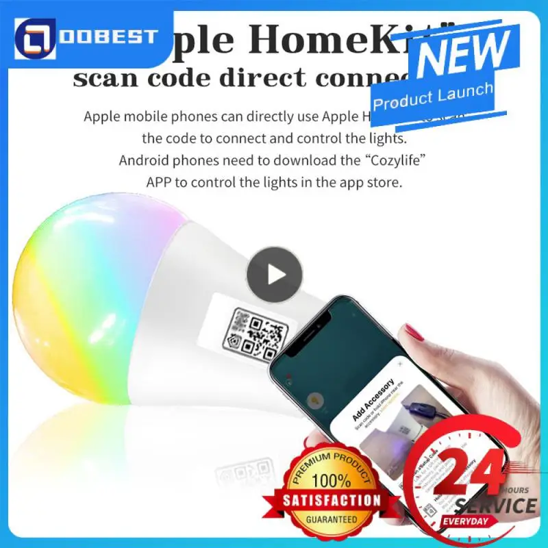 

1~8PCS Apple Homekit WIFI LED Smart lamp 9W RGB Voice Control Smart Home Bulb Work With Dohome Apple IOS / Bluetooth 4.0