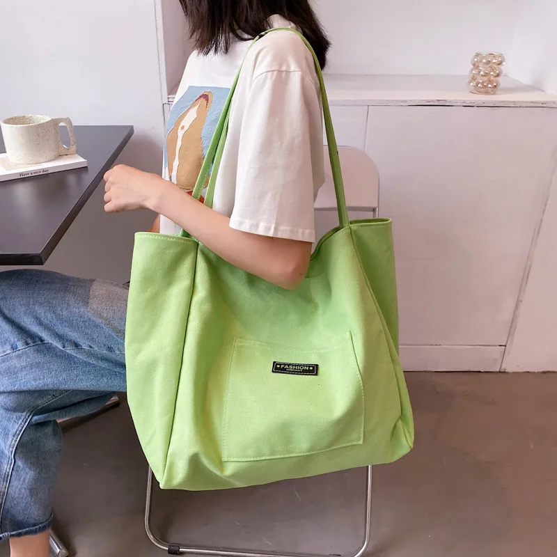 

Canvas Women Shoulder Bag Japanese Female Student Tote Shopper Bags 2022 Large Fashion Bookbag Cotton Cloth Woman Handbags Big