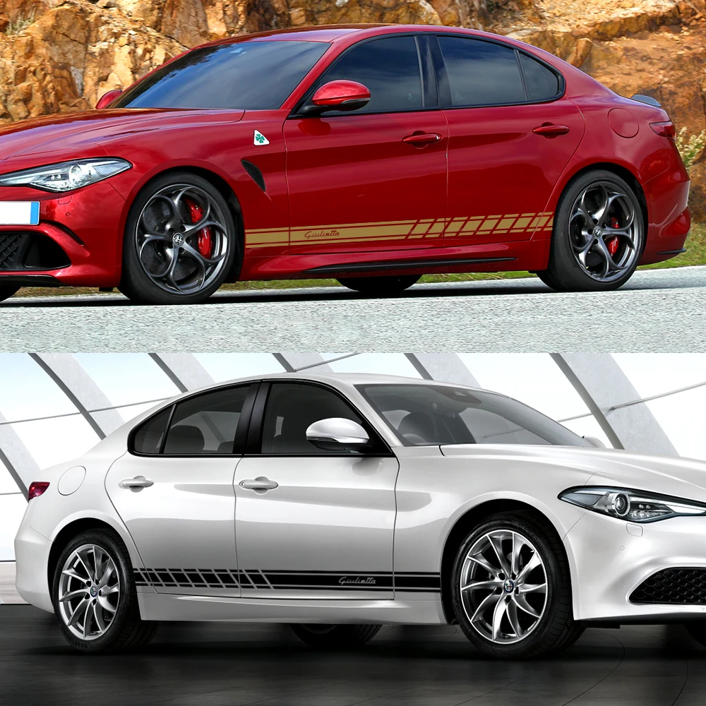 Car Door Side Skirt Stickers for Alfa Romeo 159 147 Giulietta Stelvio 4C MITO 156 Giulia Sportiva Decals Universal Accessories |