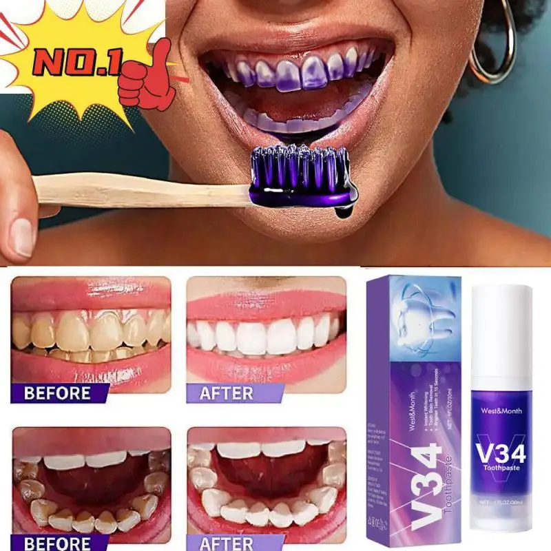 

30ml Tooth Cleansing Mousse Purple Bottled Press Toothpaste Refreshes Breath Whitens Teeth Stains Stains Removal Dental Clean