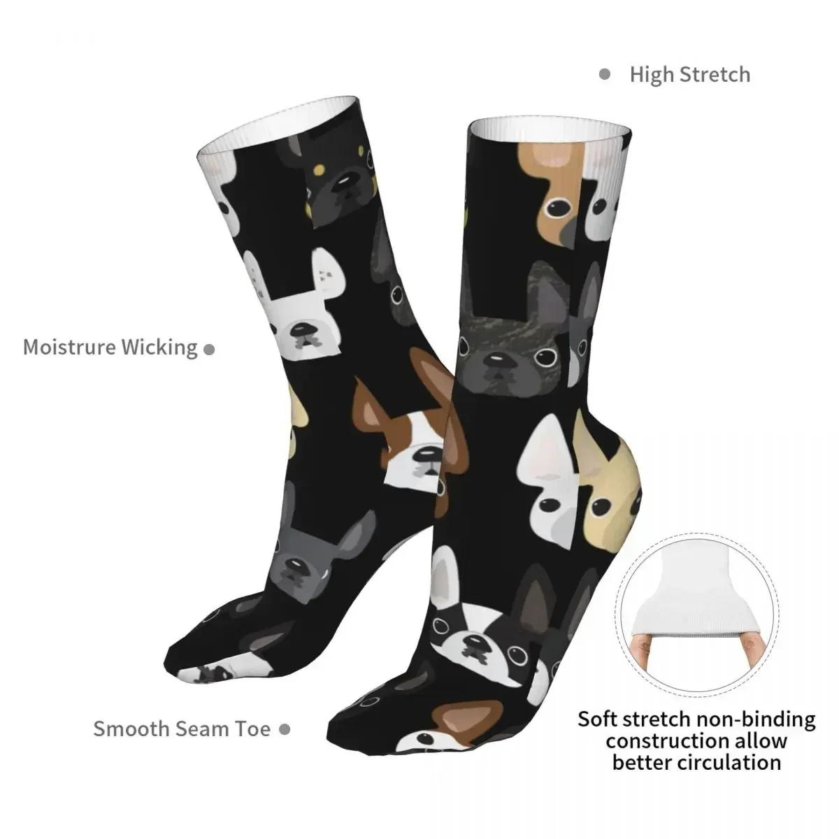 Модные носки для мужчин и женщин новинка графика в виде французского бульдога