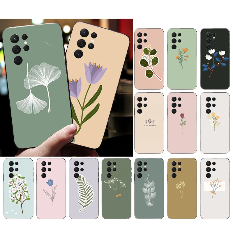 

Phone Case for Samsung Galaxy S23 S22 S21 S20 Ultra S20 S22 S21 S10E S20FE Note 10Plus 20 Ultra Flower Leaves Case