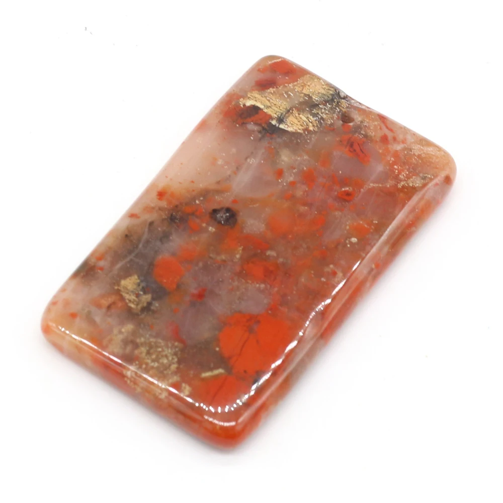 Natural Pendant Semi-Precious Stone Reiki African Blood Rectangle Hole Bead Charm for Jewelry Making Diy Necklace Accessories |