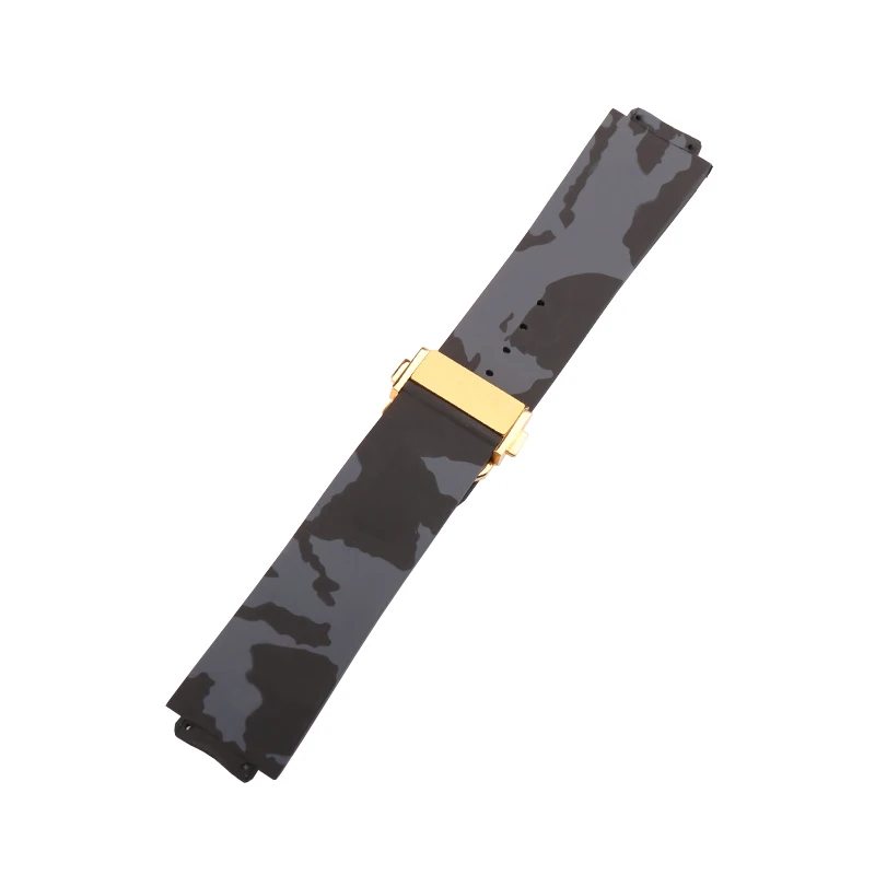 Watch accessories for HUBLOT Hublot Big explosion silicone strap camouflage men's watch strap 25*17mm folding buckle
