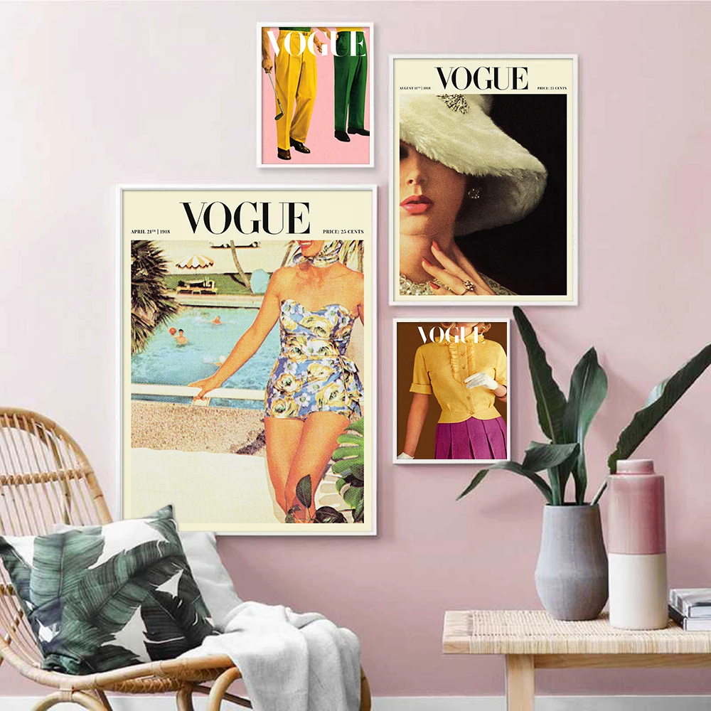 

Vogue Spring Fall Edition Clothing Poster Print Retro Fashion Men Women Canvas Art Painting Wall Pictures Modern Bedroom Decor