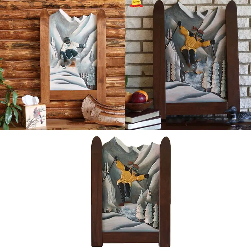 

Skiing In The Mountains Mural Art Decoration Ski Lift Decal Mountains Pine Tree Art Sport Hanging Paintings for Ski Lovers