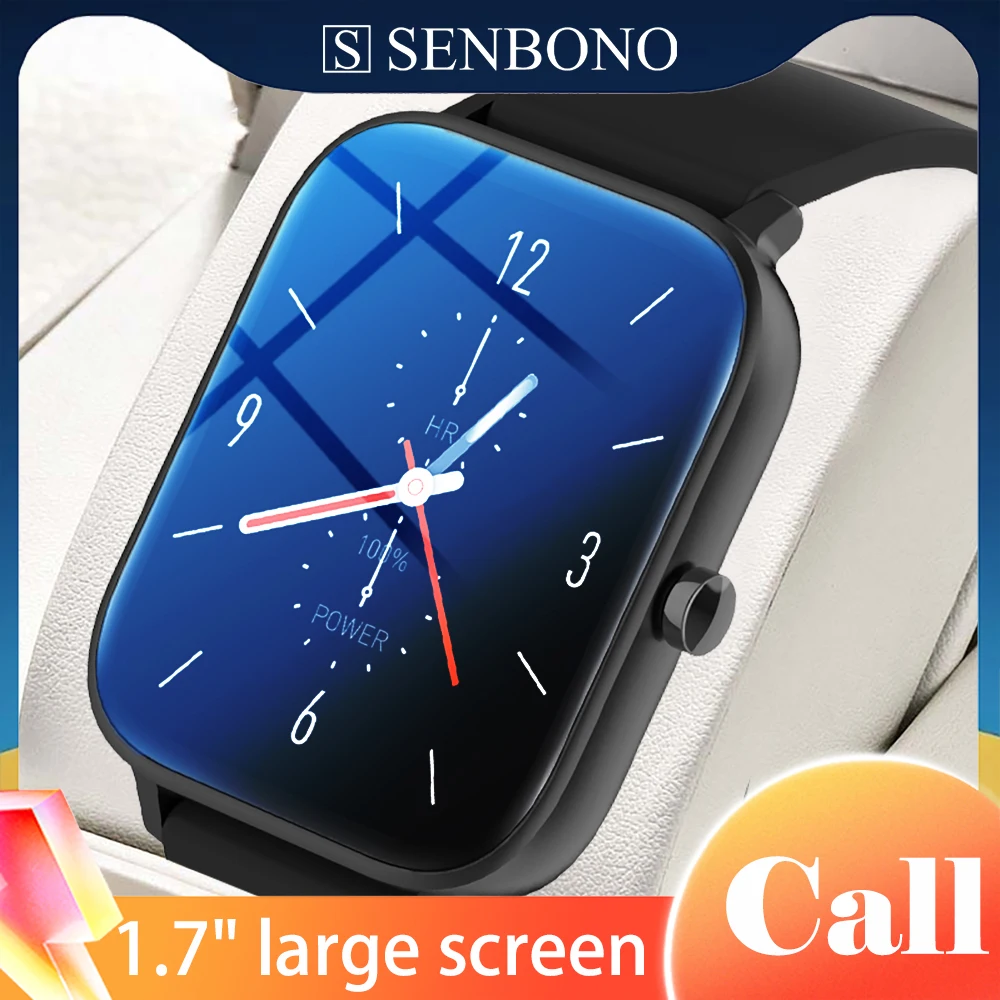 

SENBONO 2022 1.7 Inch Smart Watch Women Custom Dials Bluetooth Answer Call IP67 Waterproof Sports Smartwatch Men For Android IOS