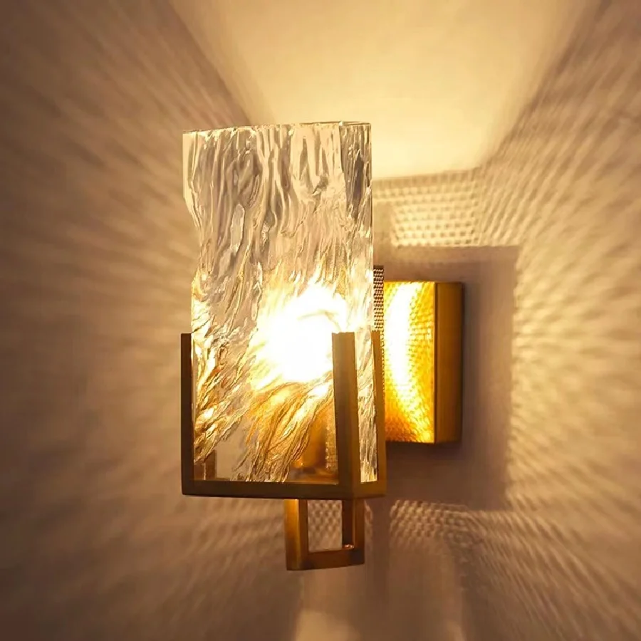 

Скандинавский прикроватный светильник, роскошный настенный комнатный светодиодный светильник с золотыми кристаллами для коридора, фонова...