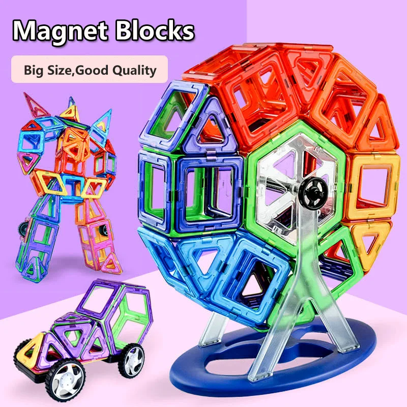 

Big Size Magnetic Constructor Designer Set Magnetic Blocks Magnet Tiles Model Building Toys For Children Gifts Educational