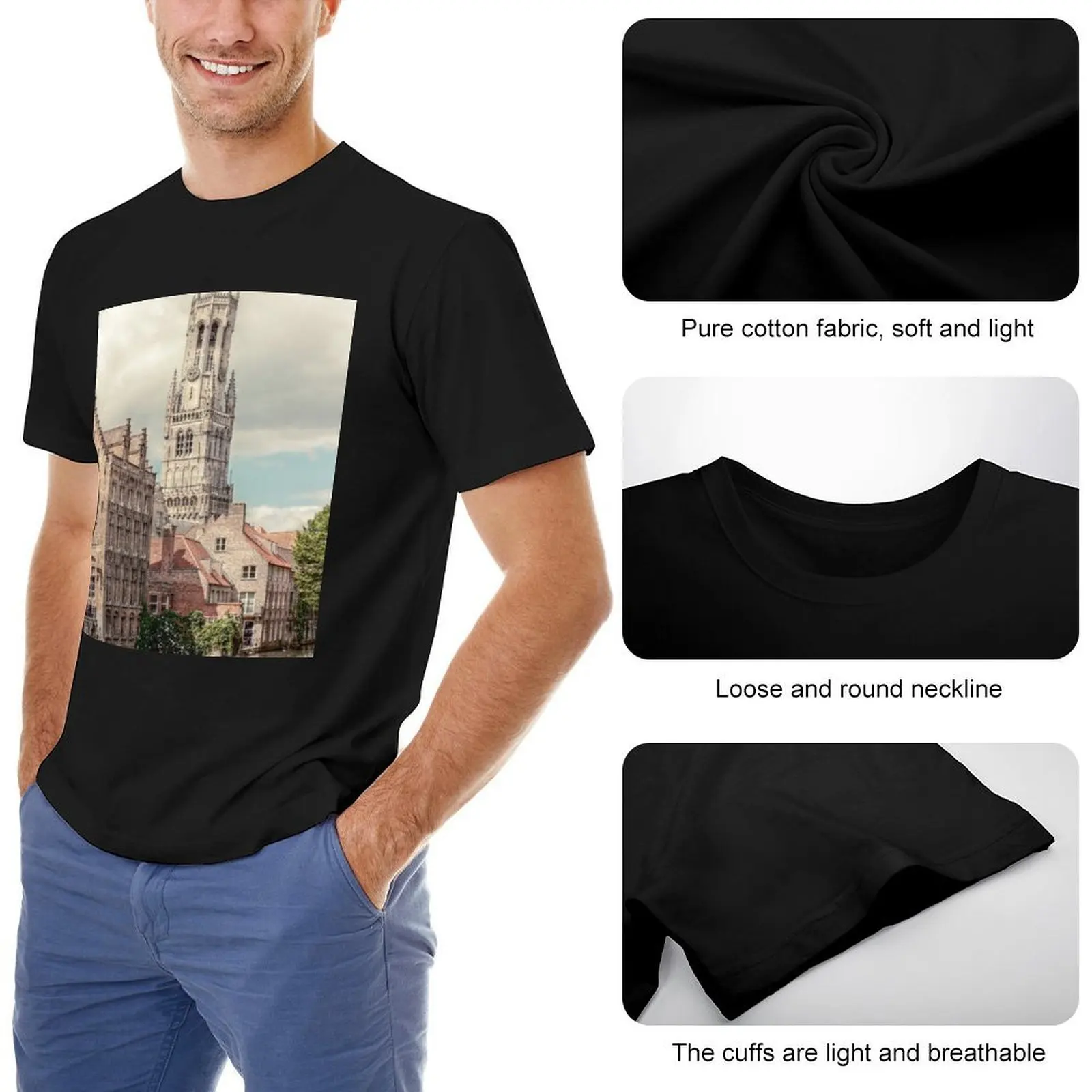 Футболка Belfry The Tower Bruges Romantic Canal быстросохнущие корейские модные мужские белые
