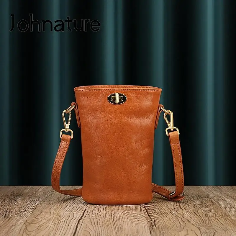 

Johnature Casual Soft Real Cow Leather Women Small Bag 2023 New Simple Solid Color Versatile Shoulder & Crossbody Bags