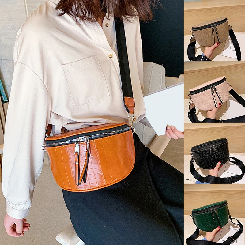 

Women Saddle Bag Pu Chest Bag High Quality Crossbody Bags Female Fashion Handbag Hobos Bag Belt Purse