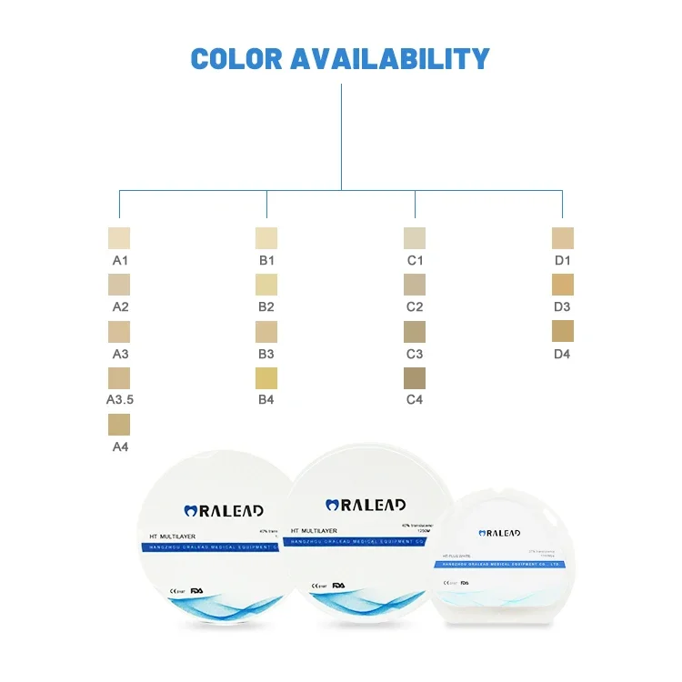 Oralead 3D многослойный циркониевый пустой CAD CAM керамический блок стоматологические