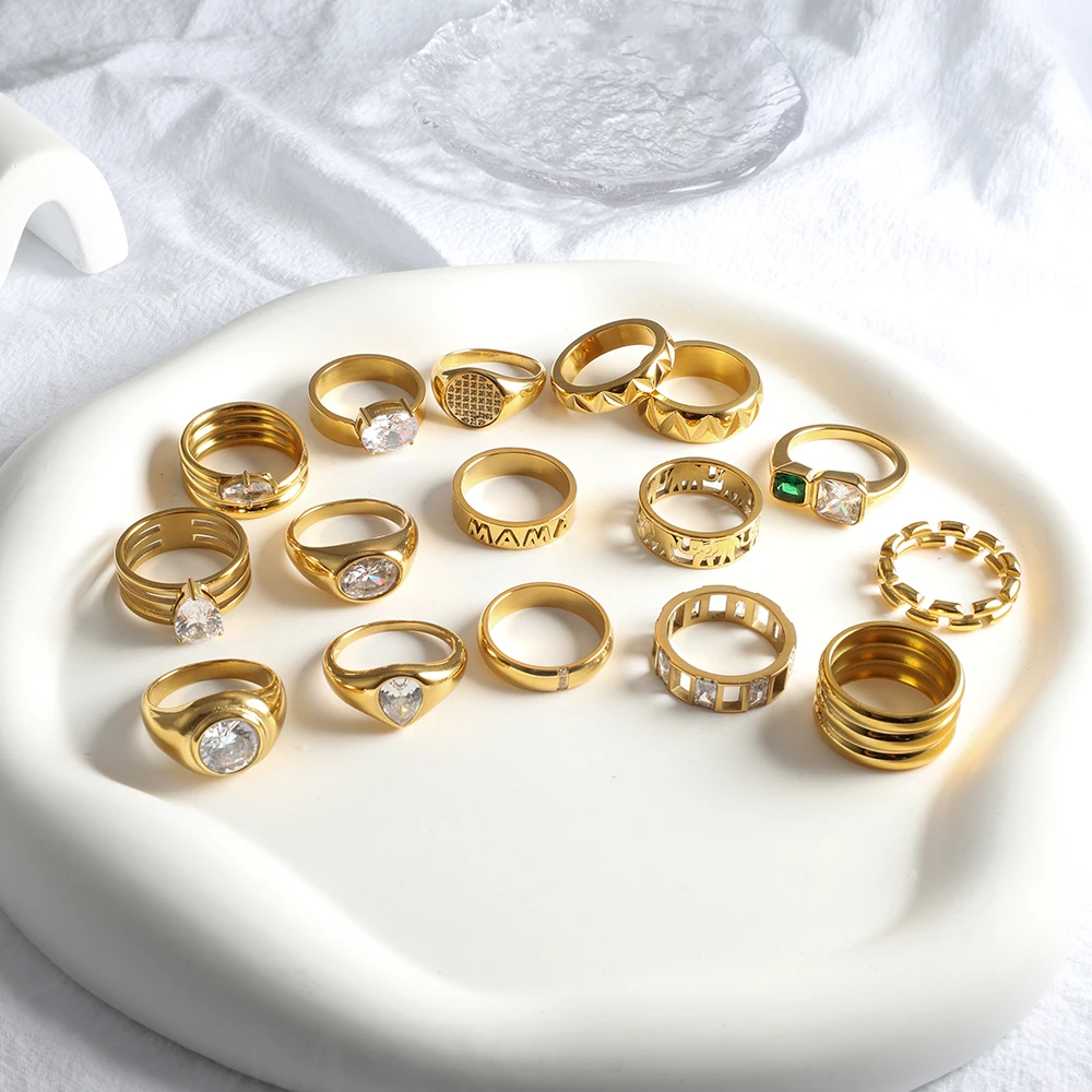 ZMfashion полые инкрустированные обручальные кольца из натурального камня роскошное