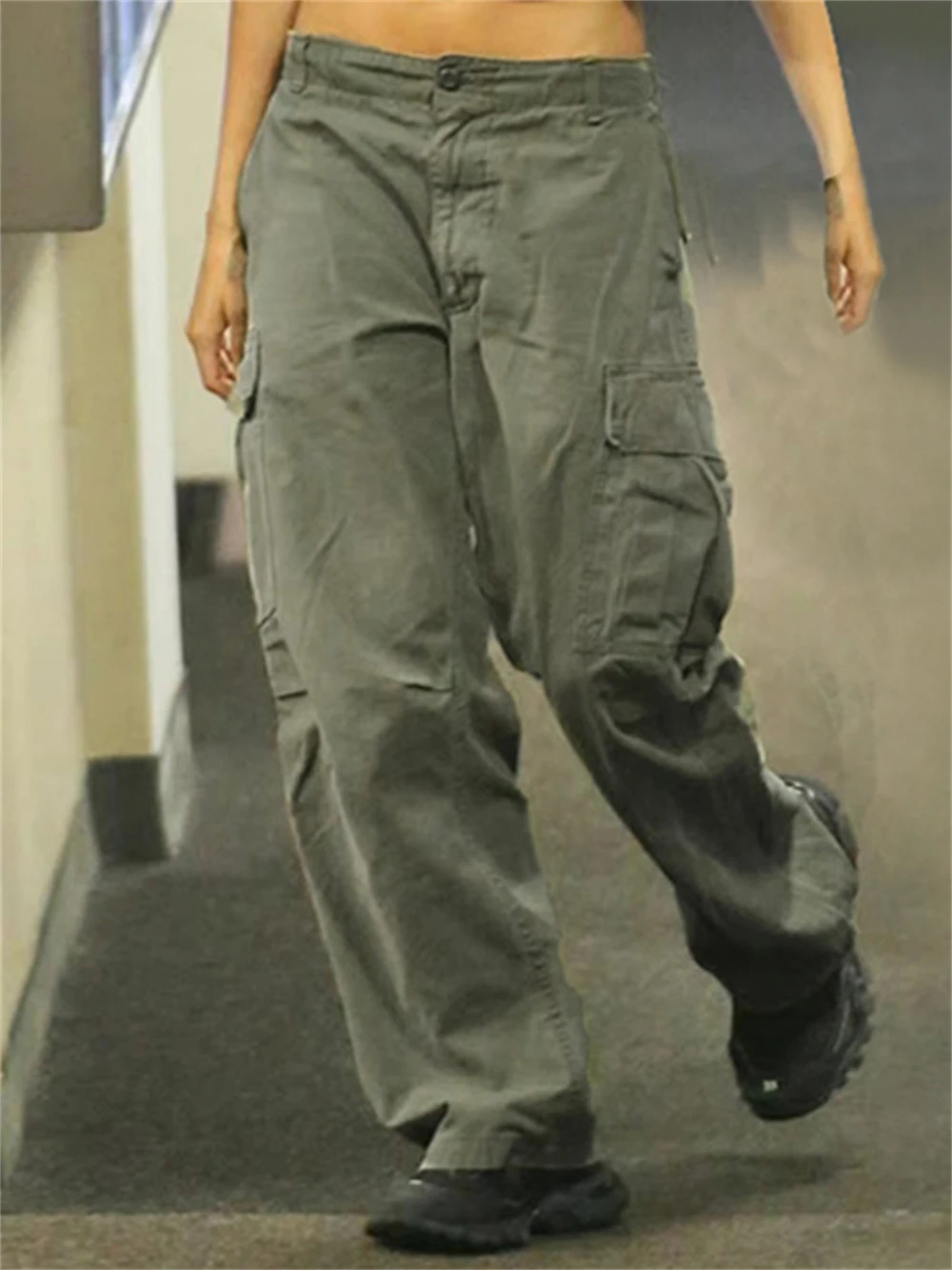 

Брюки-карго Женские Мешковатые, модная уличная одежда в Корейском стиле, свободные штаны с широкими штанинами, повседневные брюки в стиле г...