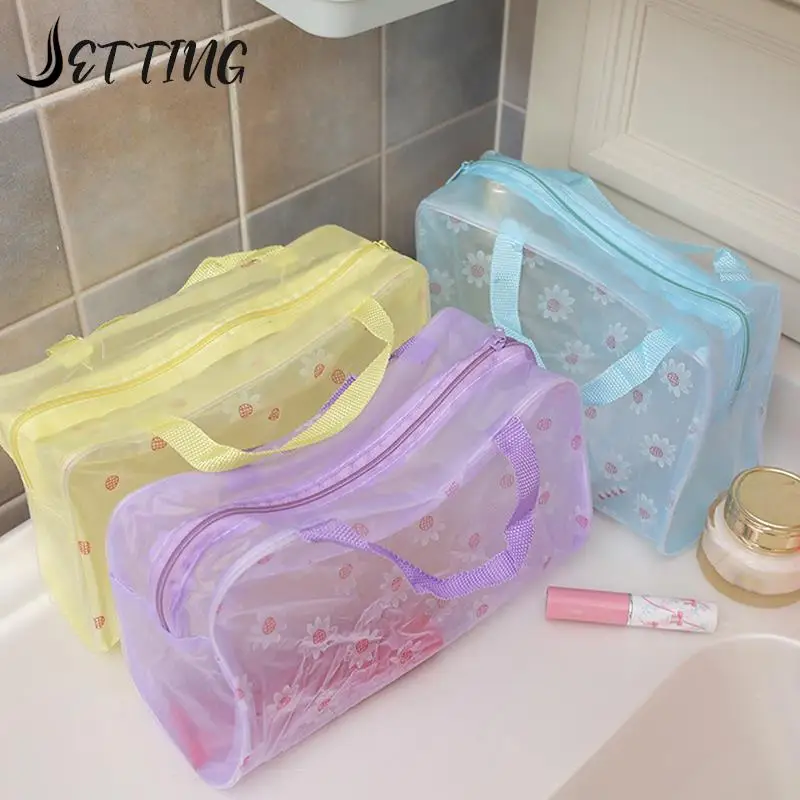 

1Pcs PVC Transparent Cosmetic Bag Clear Makeup Bag For Women Girl Waterproof Zipper Beauty Case Travel Toiletry Bags Handbag