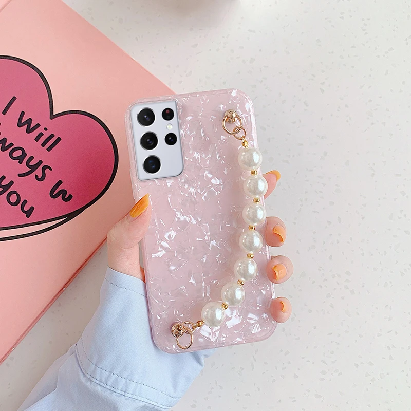 For Samsung S22 Case Pattern Pearl Bracelet Case For Samsung Galaxy S22 S20 FE S10 S9 S8 Plus Note 20 20Ultra A32 A51 A21S A13