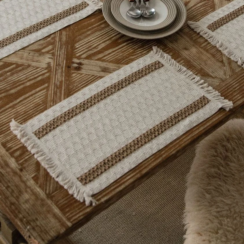 Подложка под пеньковую веревку Геометрическая алмазная красная подложка тканая