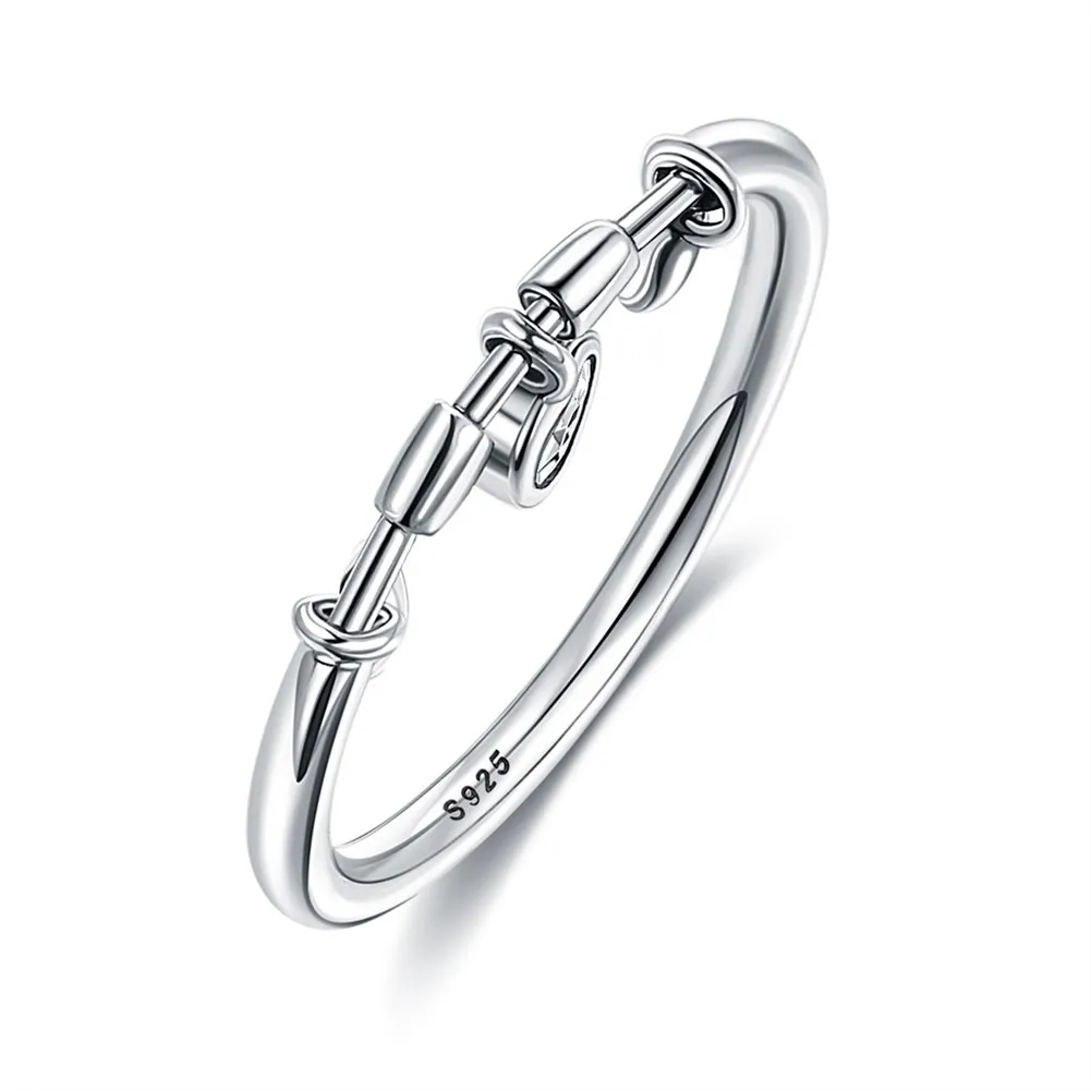 

European and American Hot Sterling Silver Ring Small Heart-set Diamond Ring