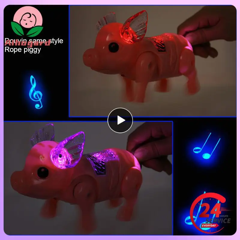 

1~5PCS Cute Electric Leash Pig Music Walking Pig Toys With LED Light Electronic Rope Pulling Pets Interactive Toy For Children