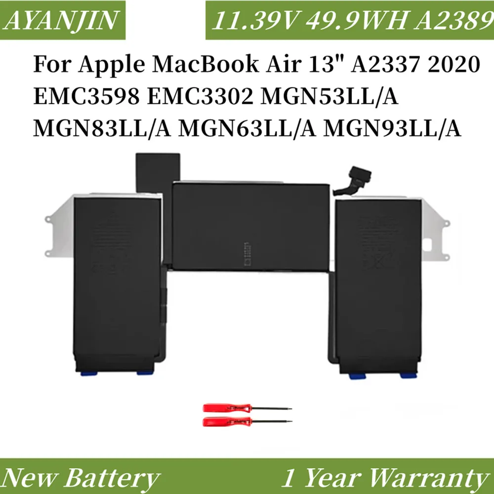 

A2389 11.39V 49.9WH Battery For Apple MacBook Air 13" A2337 2020 EMC3598 EMC3302 MGN53LL/A MGN83LL/A MGN63LL/A MGN93LL/A