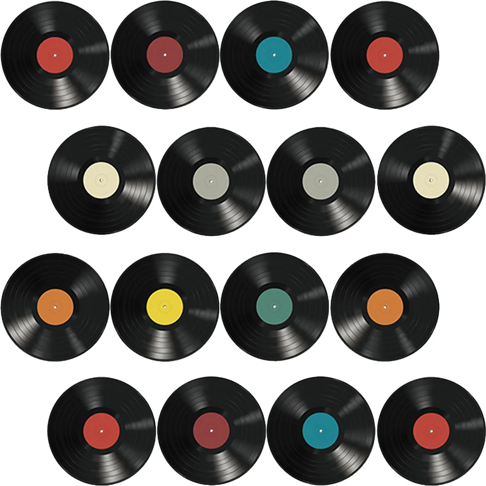 

16 Pcs Vinyl Record Decoration Wall Ornaments Fake Records Aesthetic Country Music Cds Shop French Disco Party Hanging Adorns