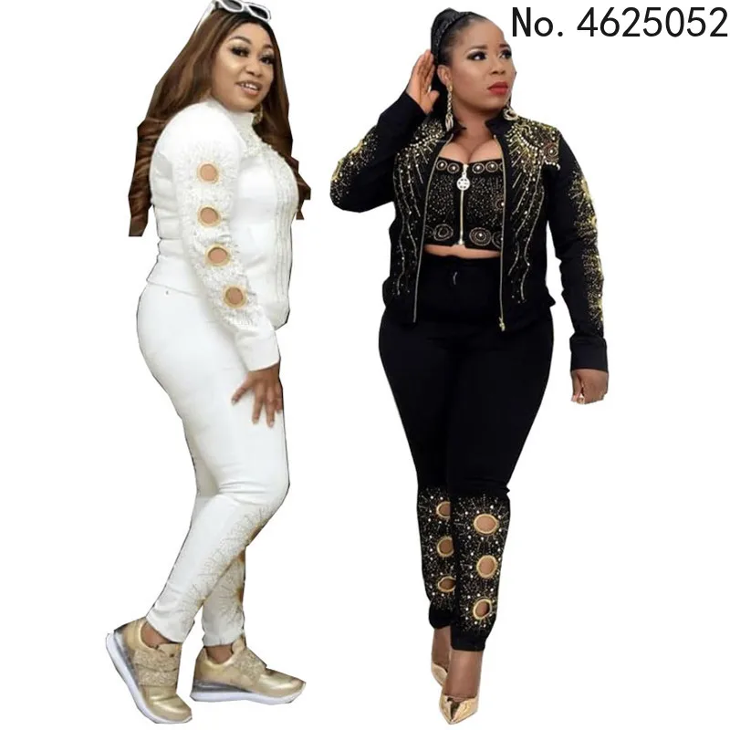 

Women 3 Piece Set Zipper Sexy Crop Top High Waist Pencil Pant Tracksuit Fashion Casual Outfit For Ladies