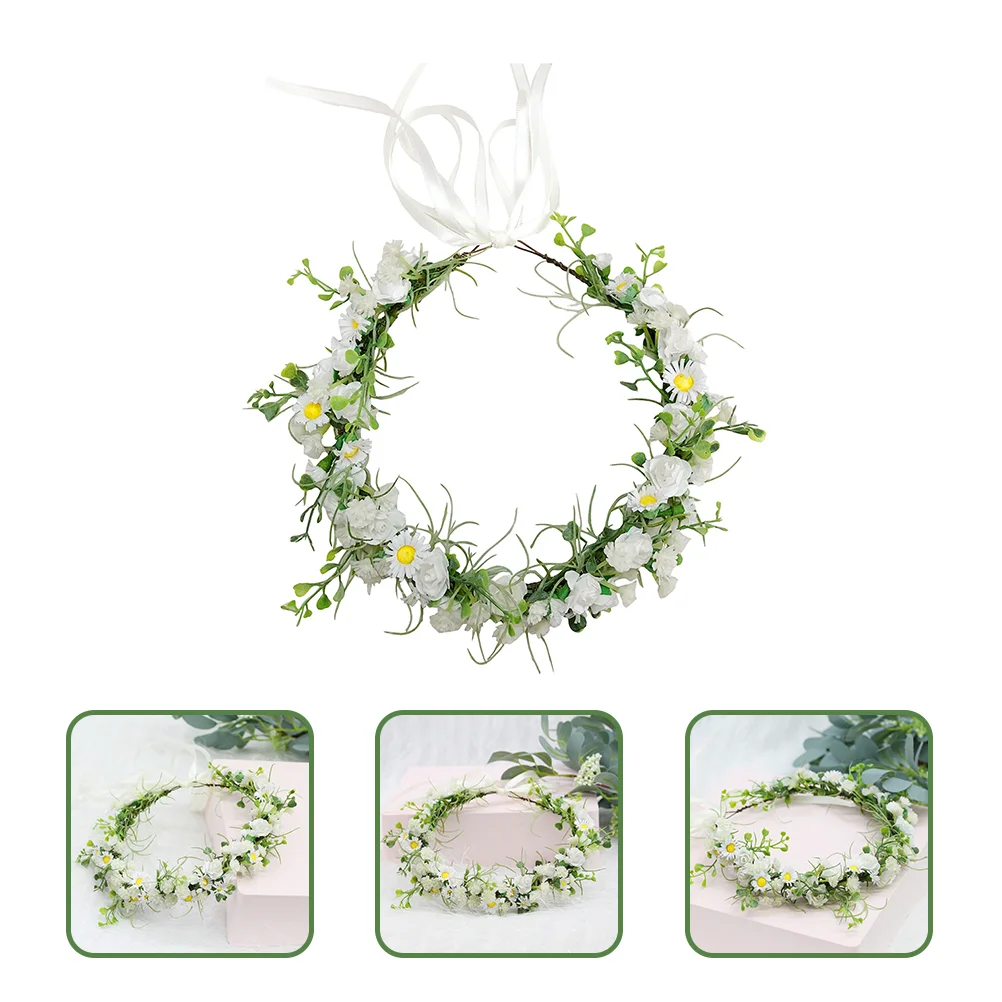 

Adjustable Daisy Flower Headband Bride Floral Headband Wedding Flower Headpiece