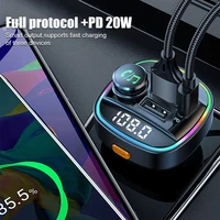 bluetooth 5 0 fm transmitter handsfree car radio modulator mp3 player with 22 5w usb super quick charge adapter for car