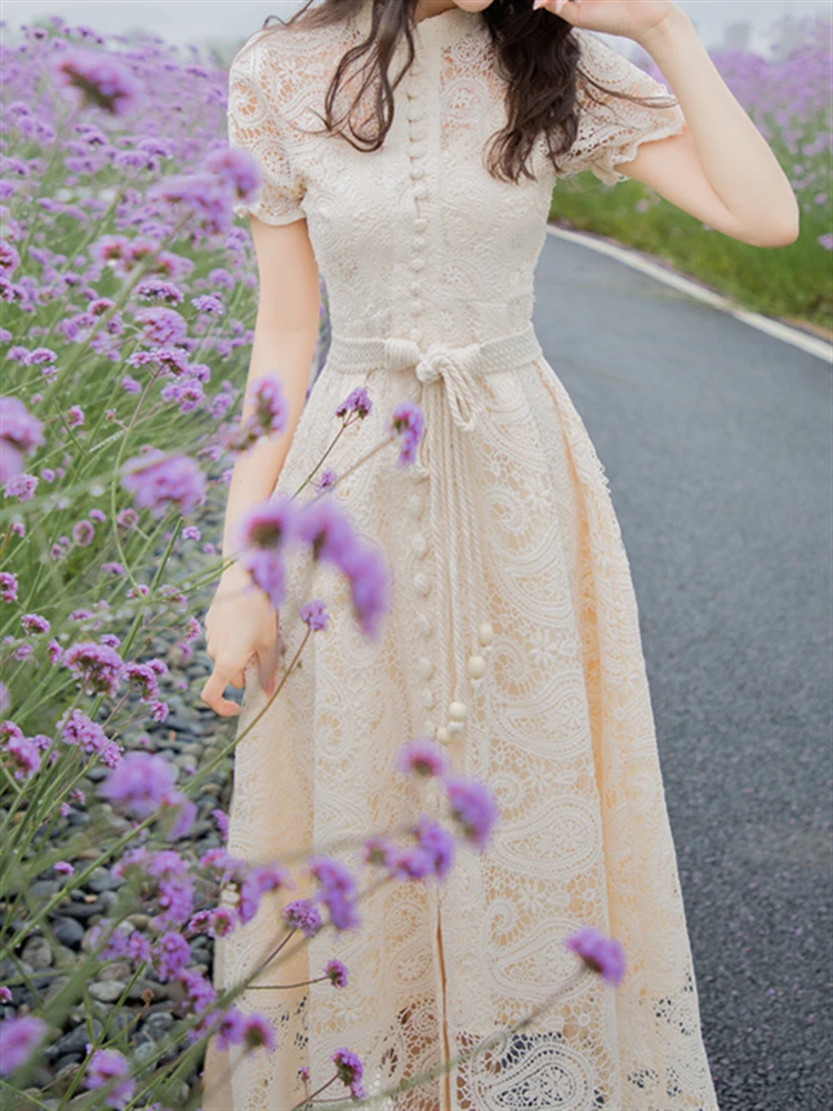 Женское платье с вышивкой однотонное винтажное Привлекательное платье-трапеция