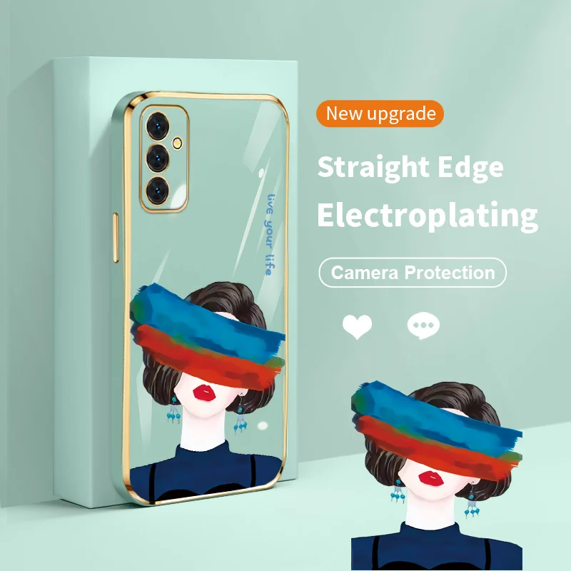 

Graffiti Eyes Girl Plating Lens Protection Phone Case for Samsung Galaxy M23 F23 F13 M13 M21 M30S M31 M33 M51 M53 M62 F62